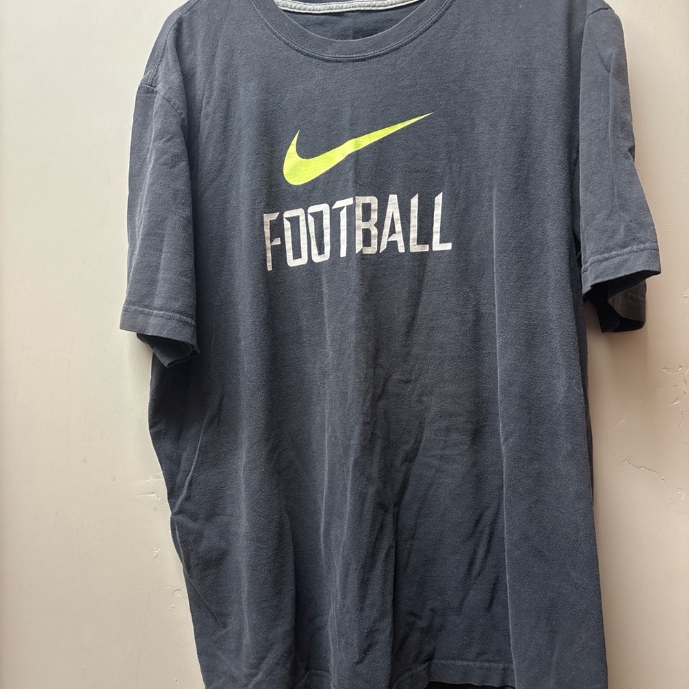 Nike Short Sleeve Football Tee - Black with Neon Yellow Swoosh